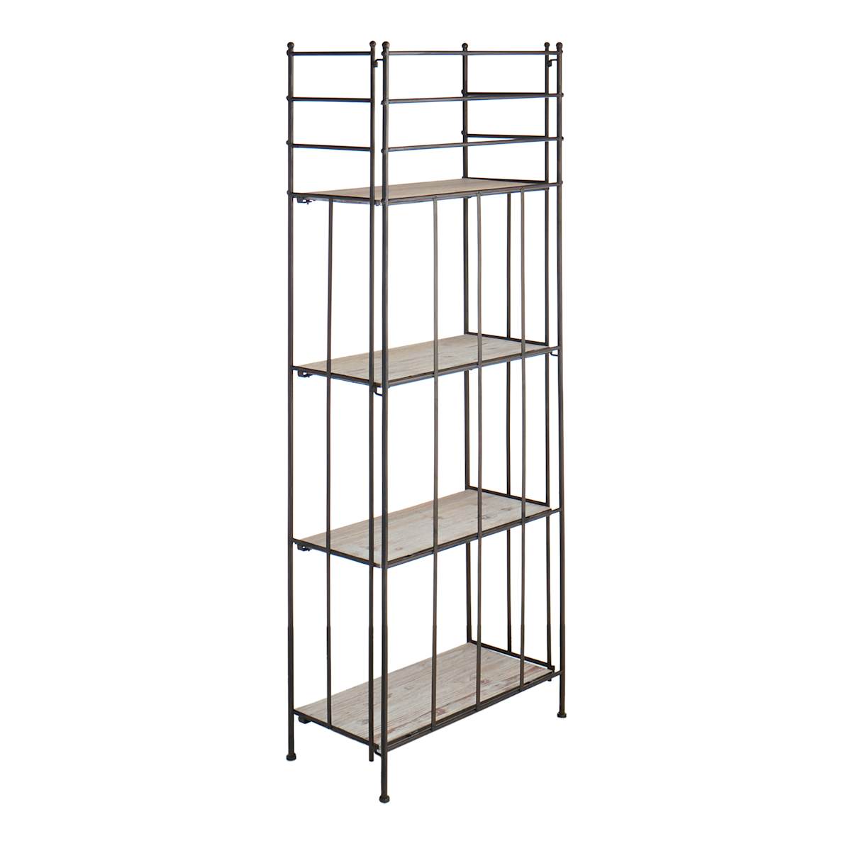 Narrow bakers rack with wood shelves clearance