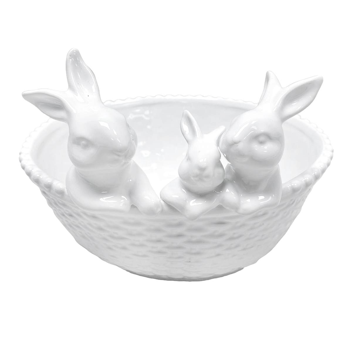 Ipetboom Easter Candy Dish: 2pcs Ceramic Easter Basket, Easter Bunny Bowl Rabbit Ornament Garden Model Candy Dish Rabbit Animals Figurines, Easter Bunny Candy Bowl With Handle, 5.3x4.7in