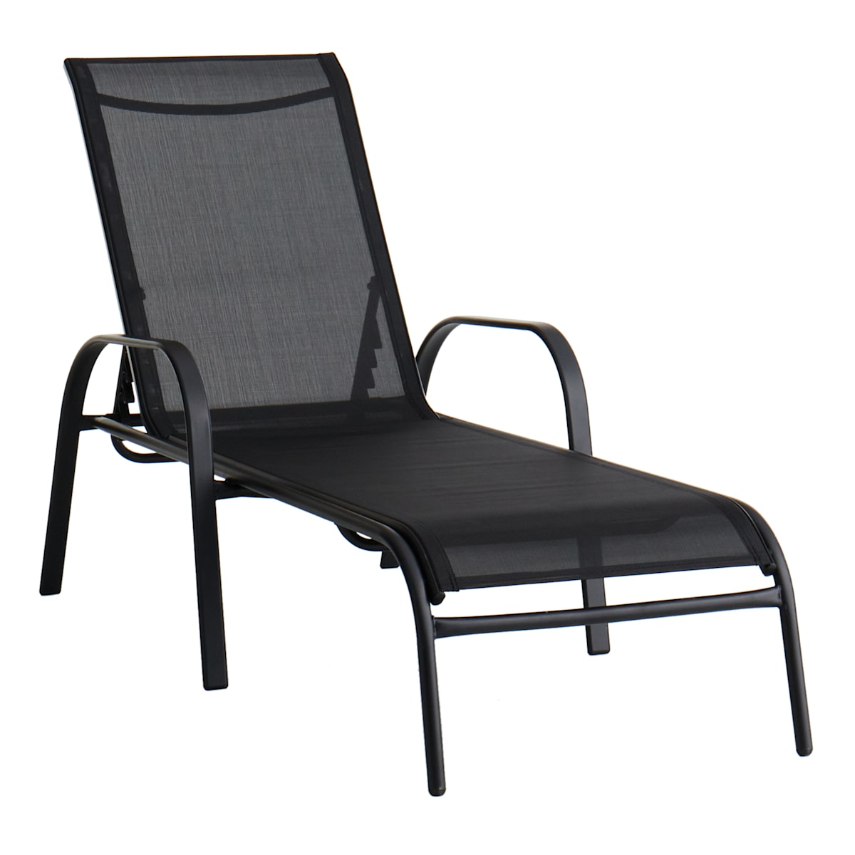 Stackable Black Sling Patio Chaise Lounge Chair At Home