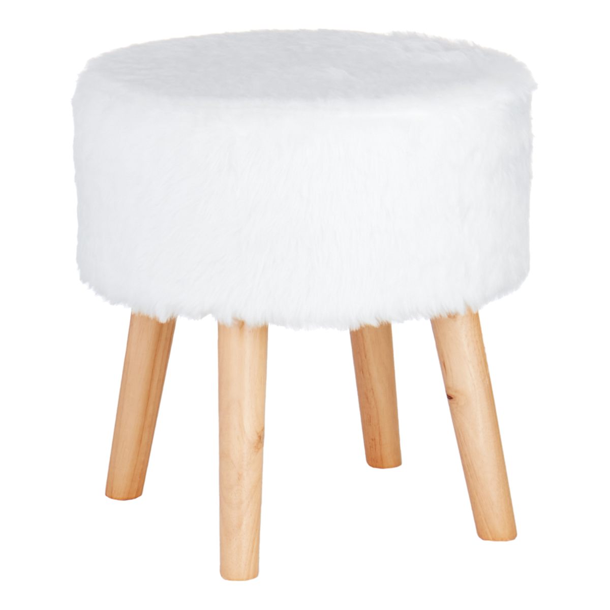 White Faux Fur Stool At Home