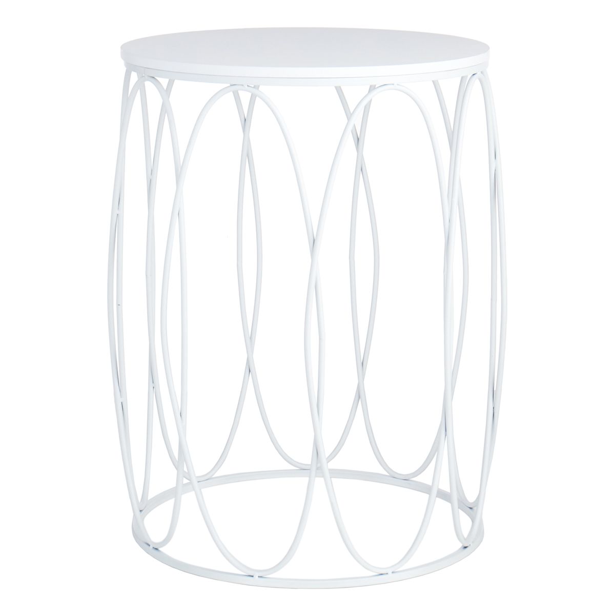 Providence Glam Oval White Drum Table Medium
