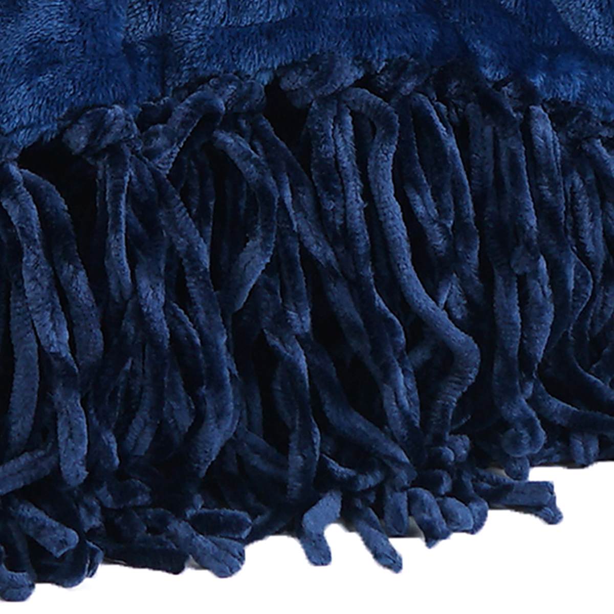 Navy Blue Fringe Throw Blanket 50x60