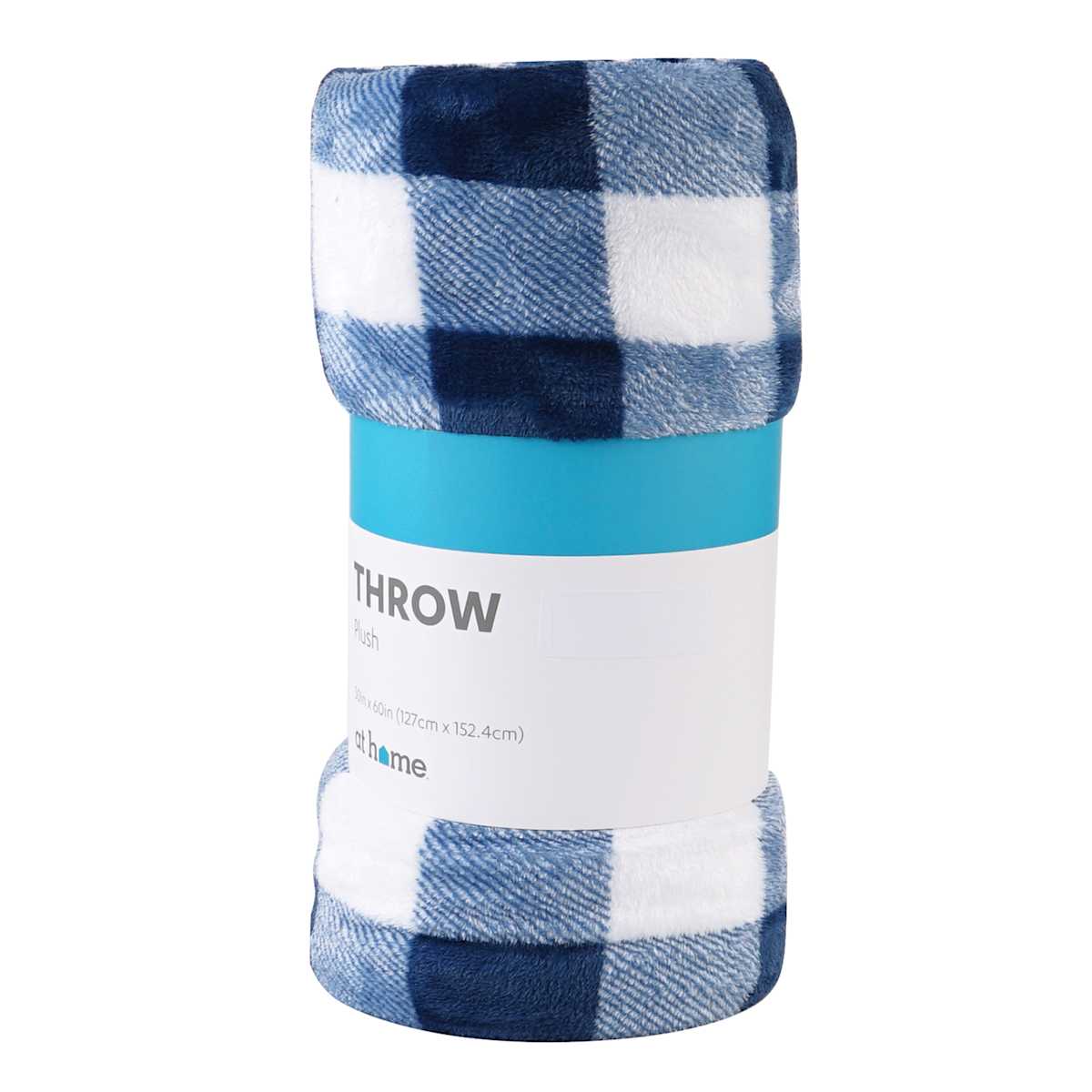 Navy Blue White Buffalo Plaid Plush Throw Blanket 50x60