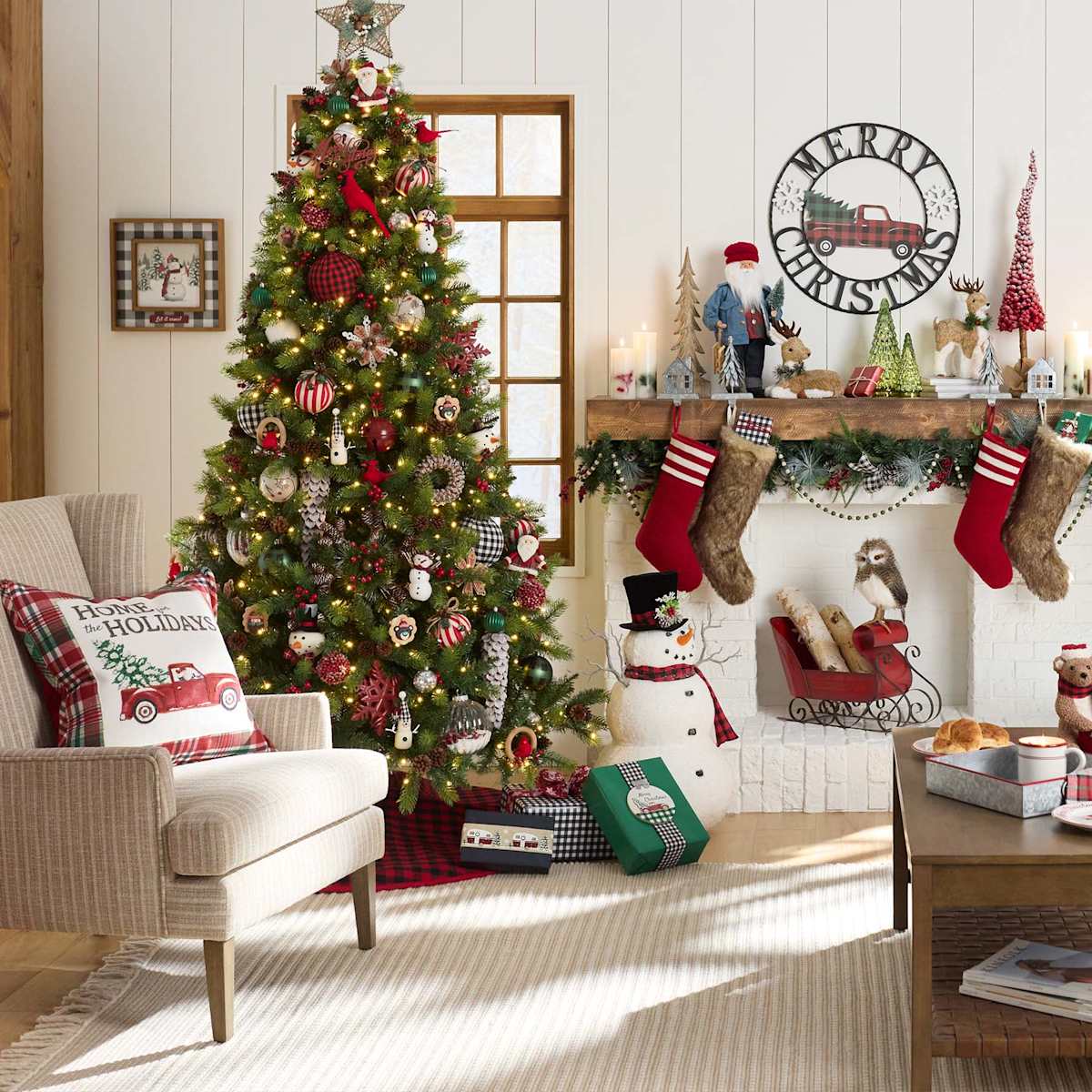 Homespun Holiday Red Black Plaid Tree Skirt 48in At Home