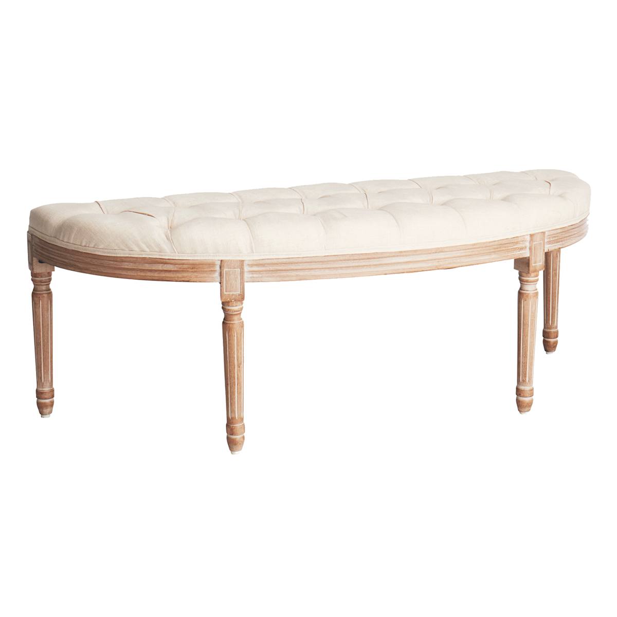 Providence Lourdes Tufted Curved Bench Neutral