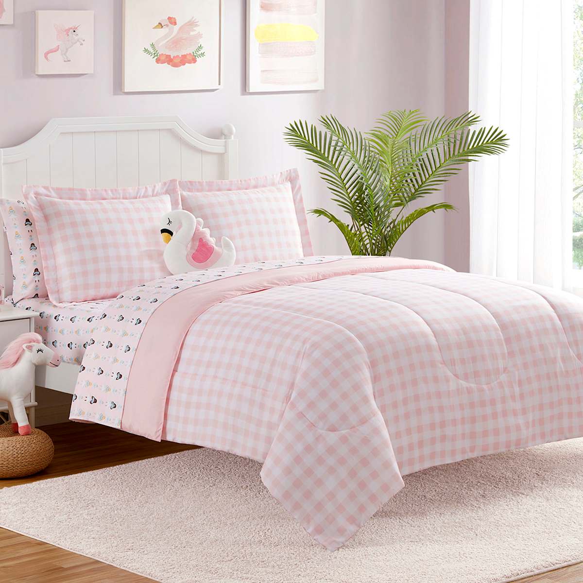Tiny Dreamers Pink Gingham Comforter Set Twin