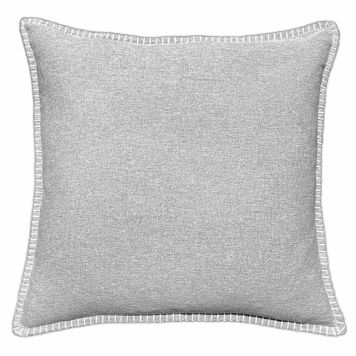 Grey Heathered Whip Stitch Feather Filled Throw Pillow 24