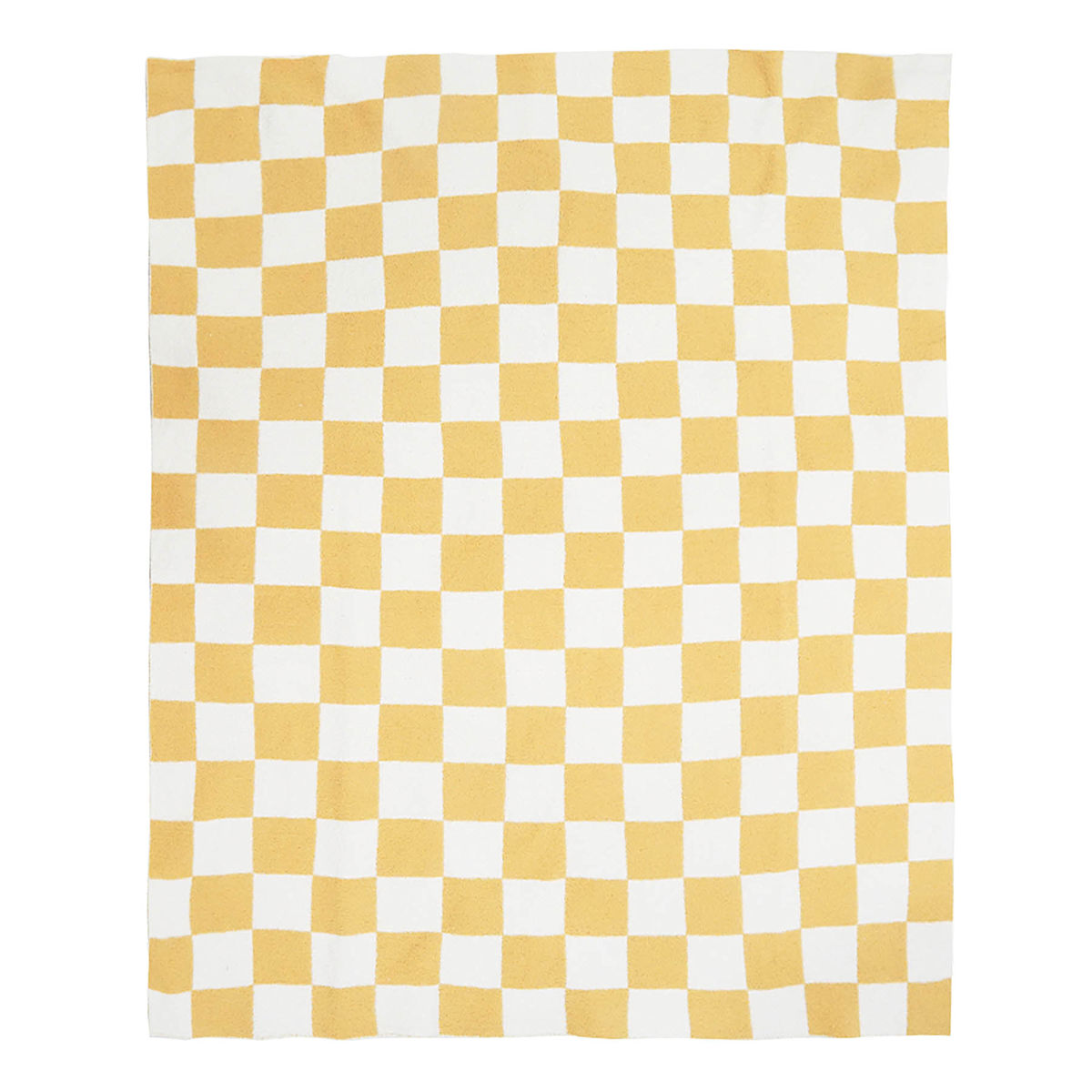 Honeybloom Yellow Checkered Cozy Knit Throw Blanket 50x60
