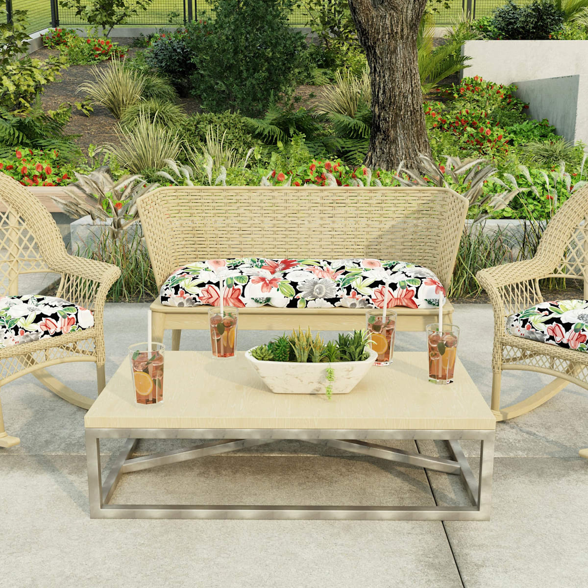 Tamani raven outdoor wicker settee cushion outdoor At Home