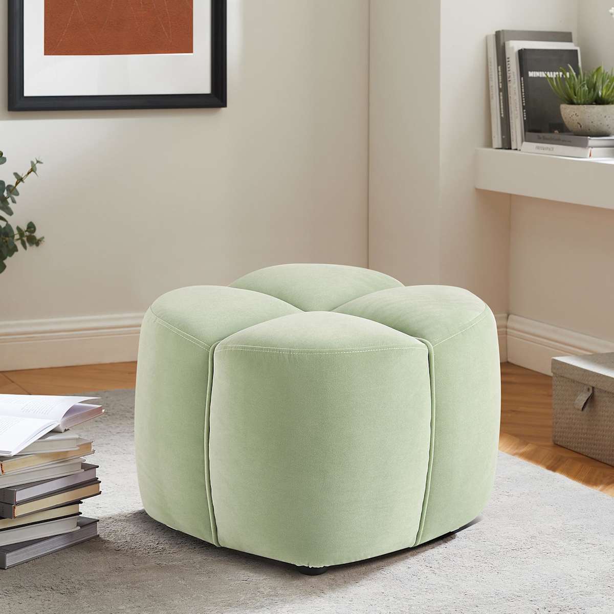 Sage green pouf discount
