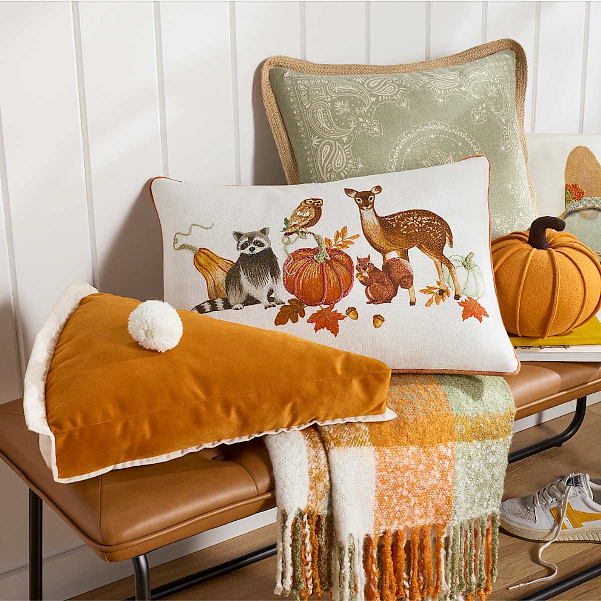 Homespun Harvest Pumpkin Pie Throw Pillow 13x18 At Home