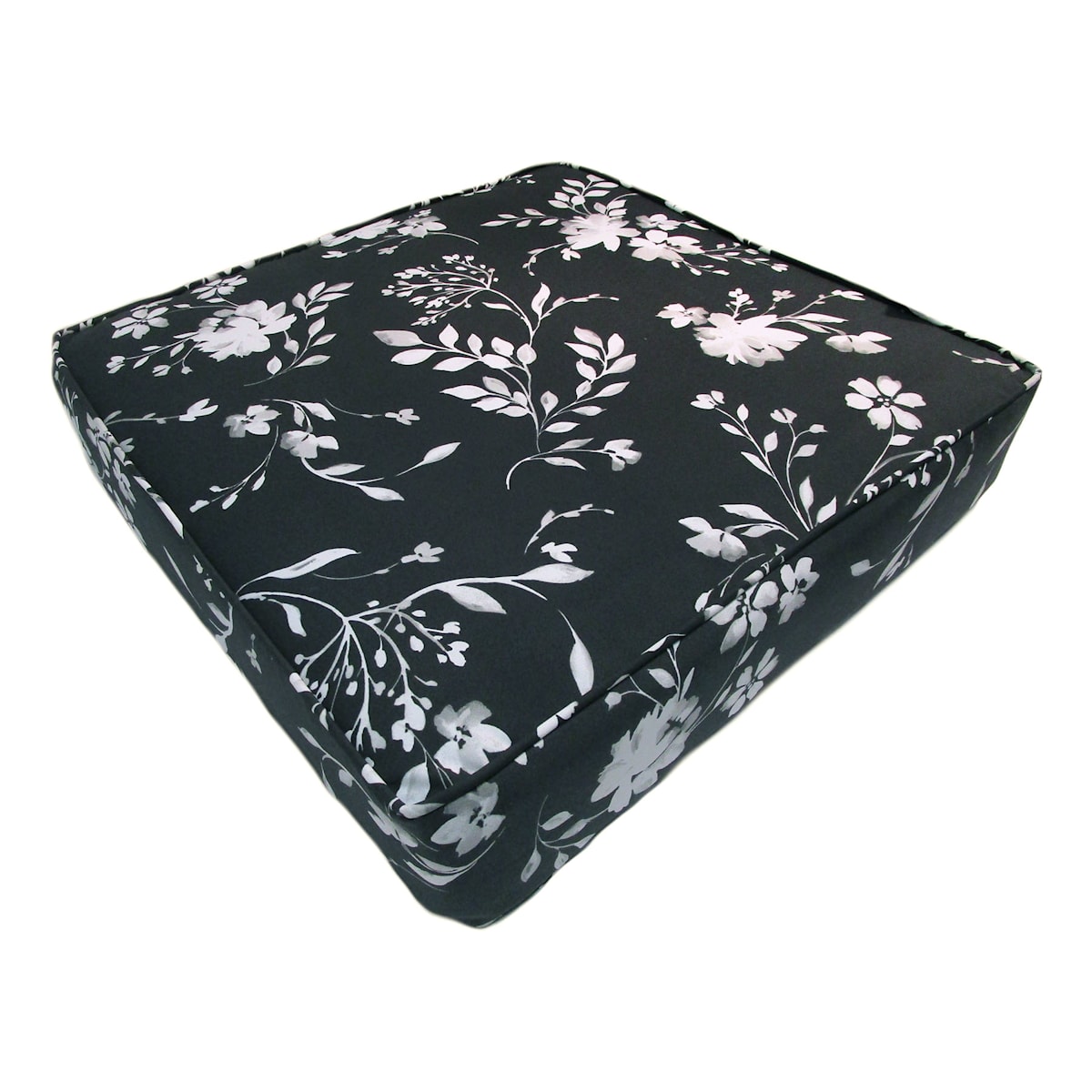 Providence Black White Floral Single Outdoor Deep Seat Cushion