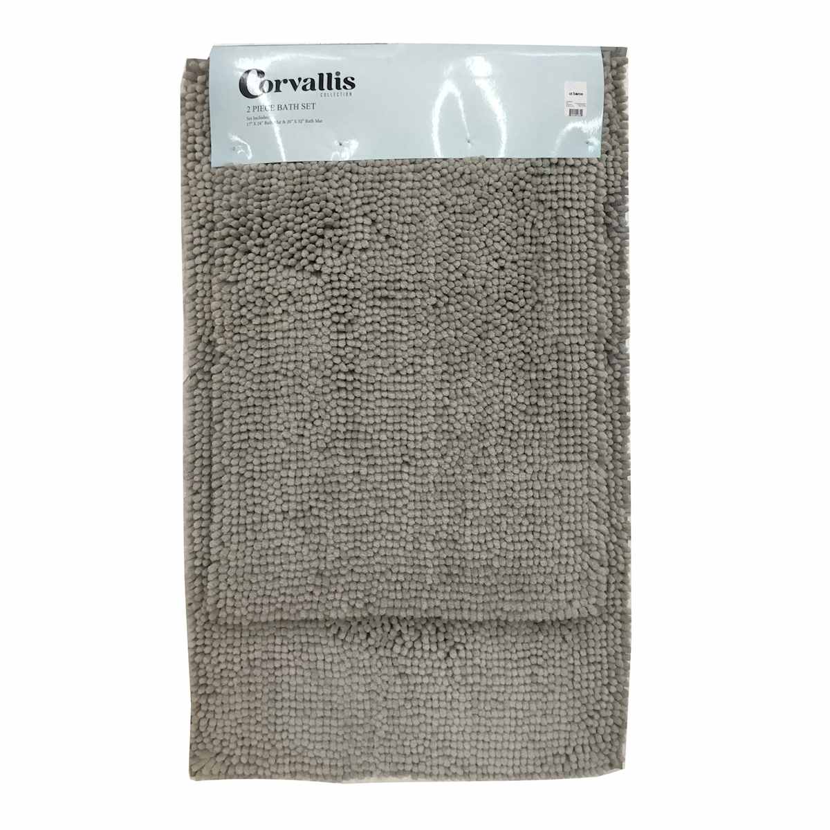 2 Piece Grey Noodle Bath Rug Set 17x24 20x32
