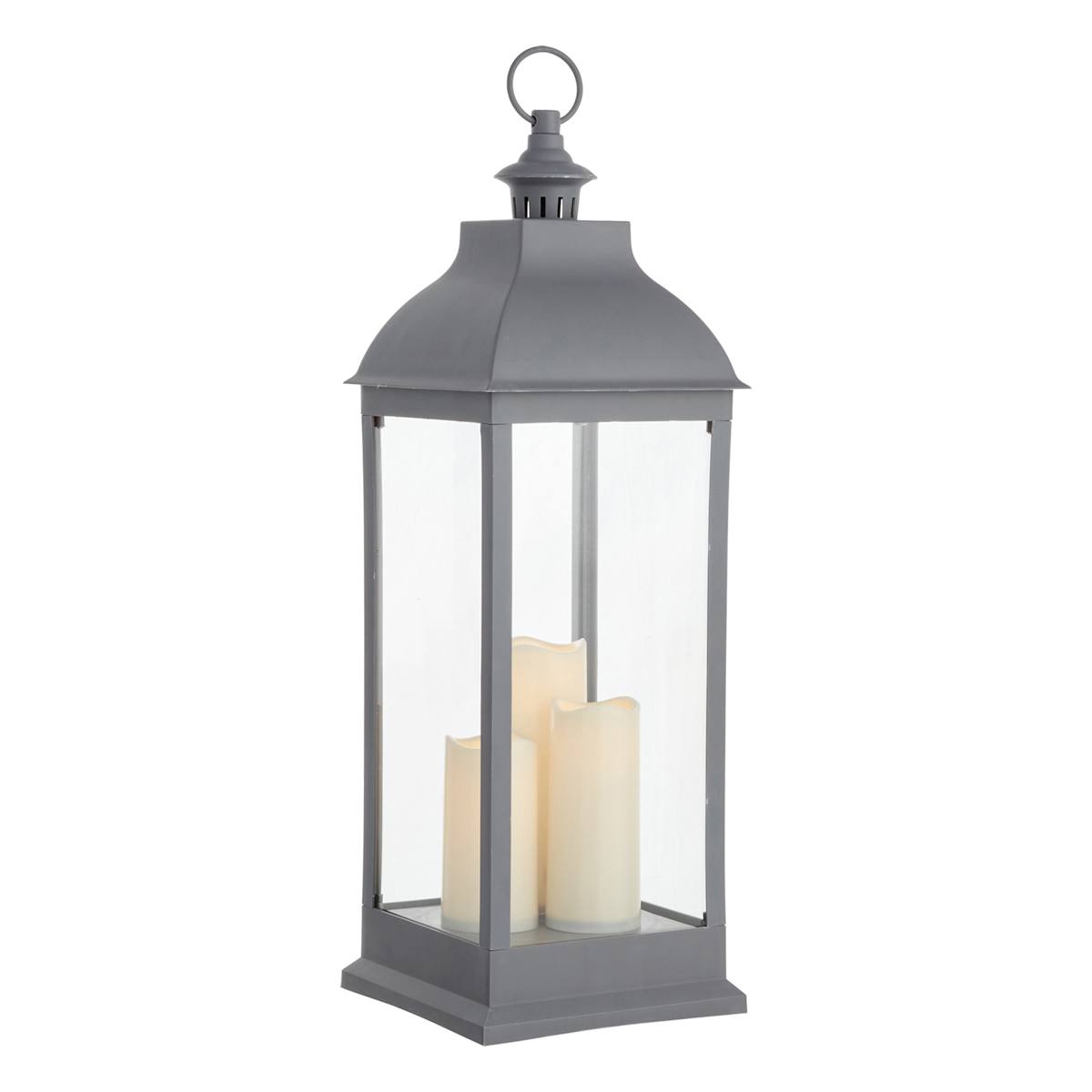 Dark Grey Pre Lit LED Floor Lantern 28