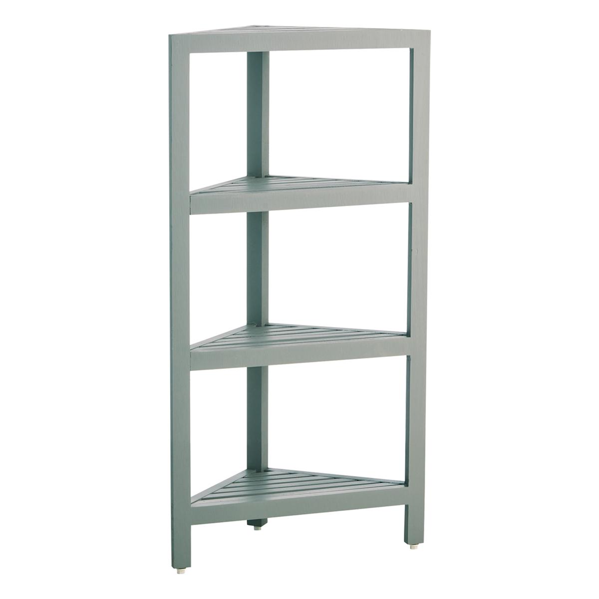 4 Tier Grey Wood Corner Storage Stand At Home