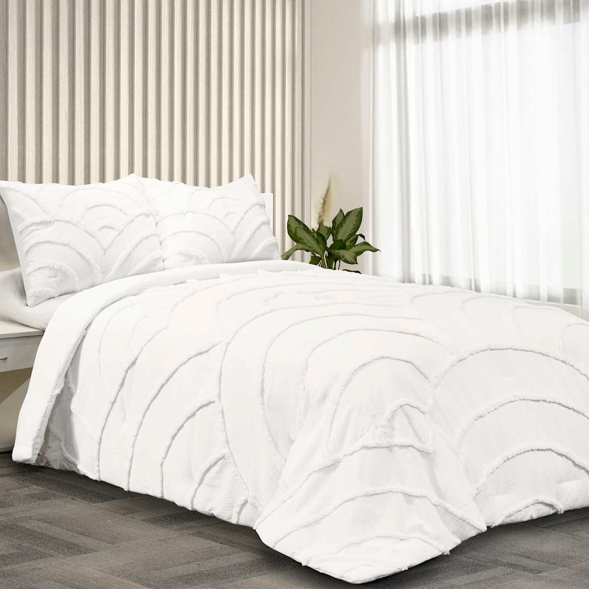 Found Fable 3 Piece White Tufted Comforter Set Full Queen