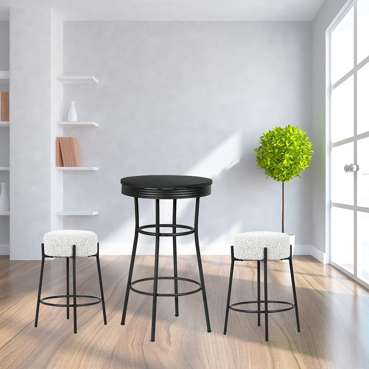Crosby St. Harwood White Black Backless Counter Stool 26in Backless Counter Stool At Home