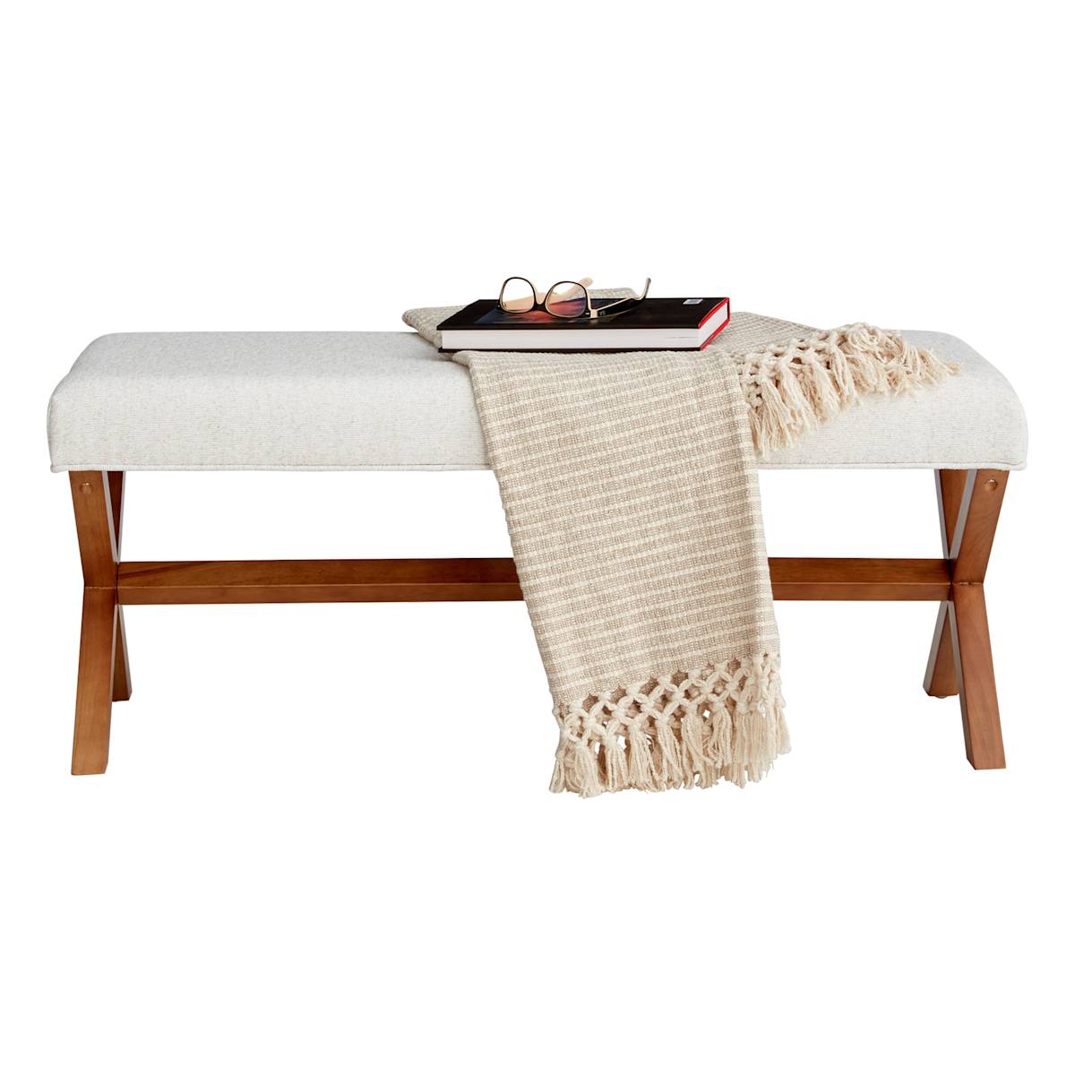 Honeybloom Jordan Chenille Bench, Ivory