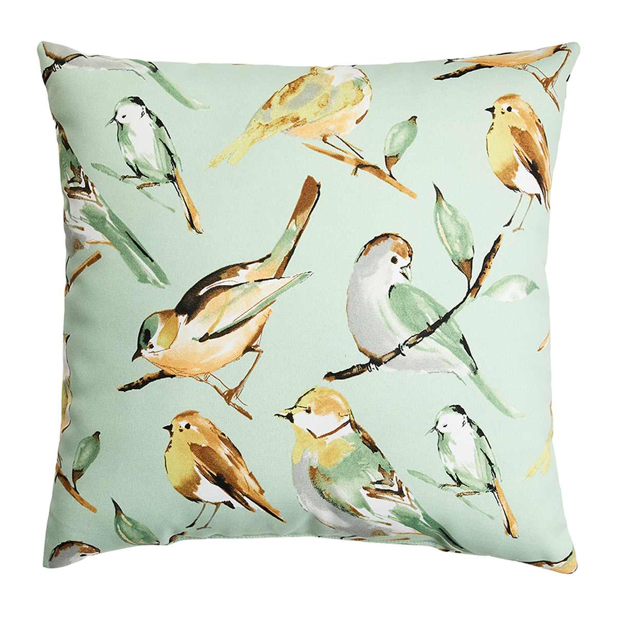Honeybloom green birds square outdoor throw pillow outdoor deco At Home