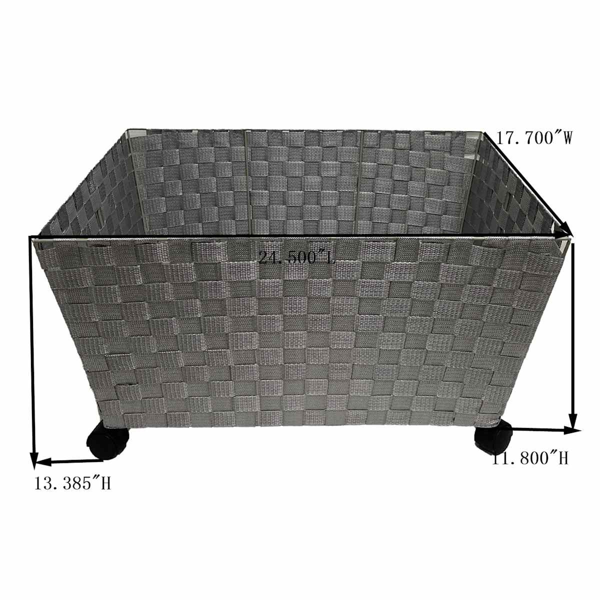Woven Band Laundry Basket with Wheels Light Grey