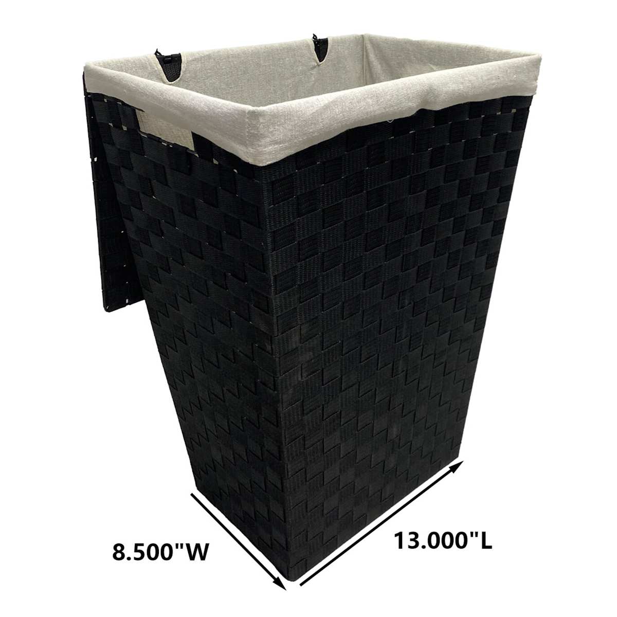 Woven Band Laundry Hamper with Lid Removable Liner Black