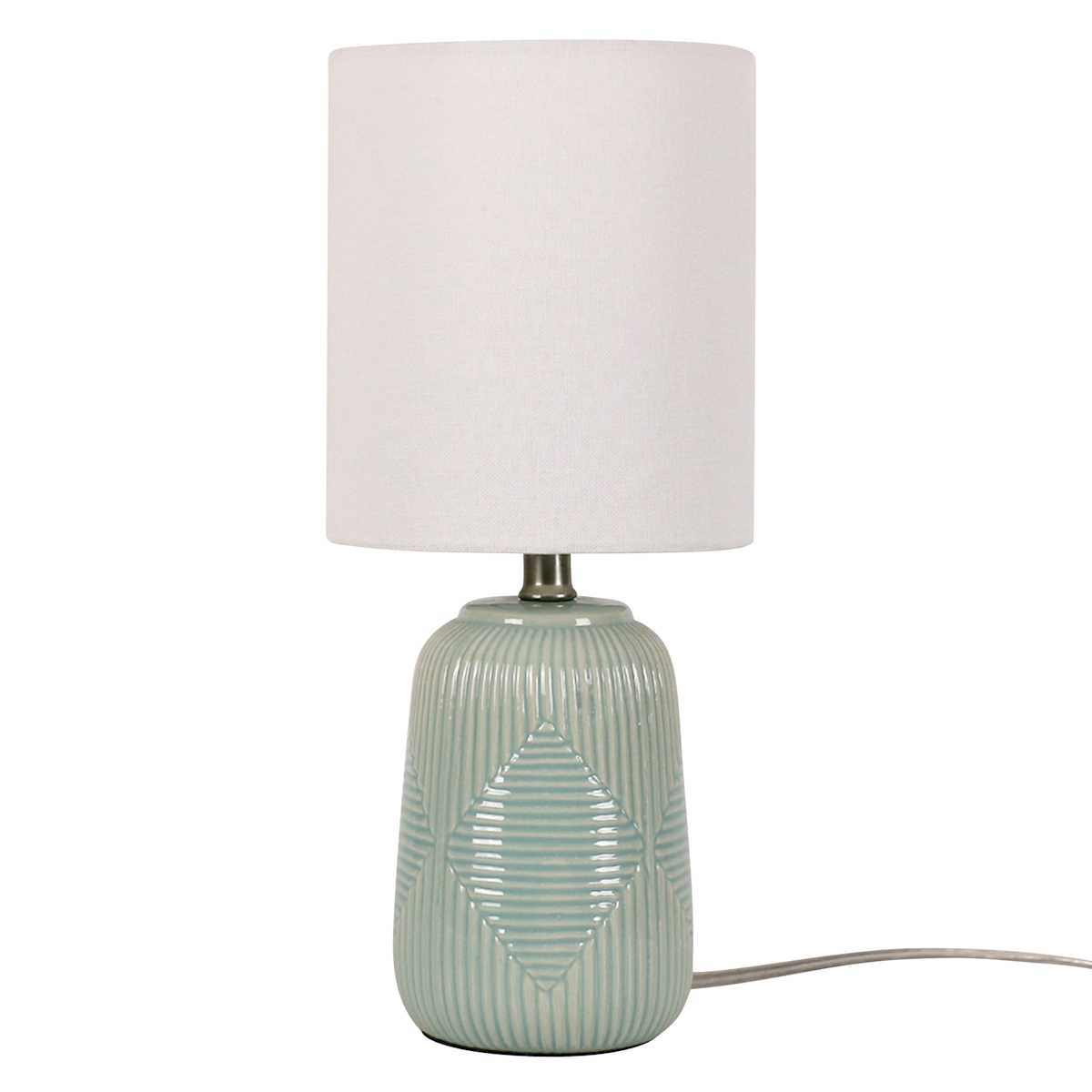 Found Fable Teal Gourd Textured Ceramic Accent Lamp with Shade 12.5