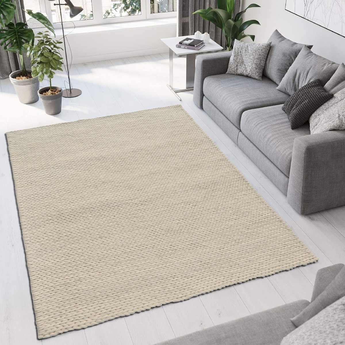 Ivory Chunky Knit Patterned Area Rug 8x10 At Home