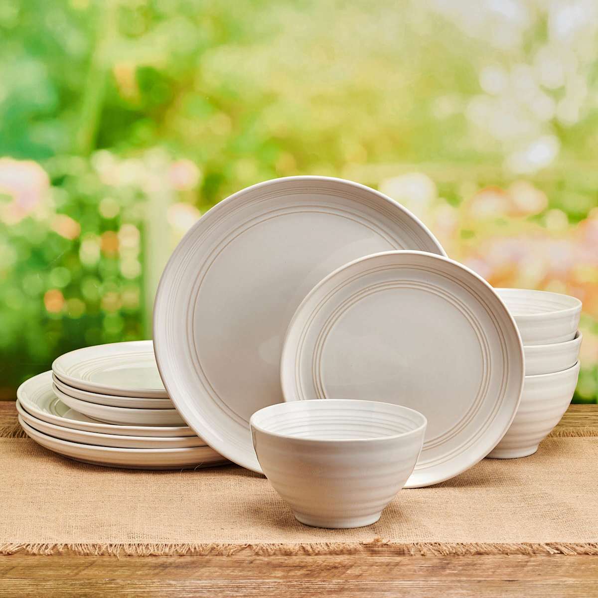 12 Piece Drea White Stoneware Dinnerware Set