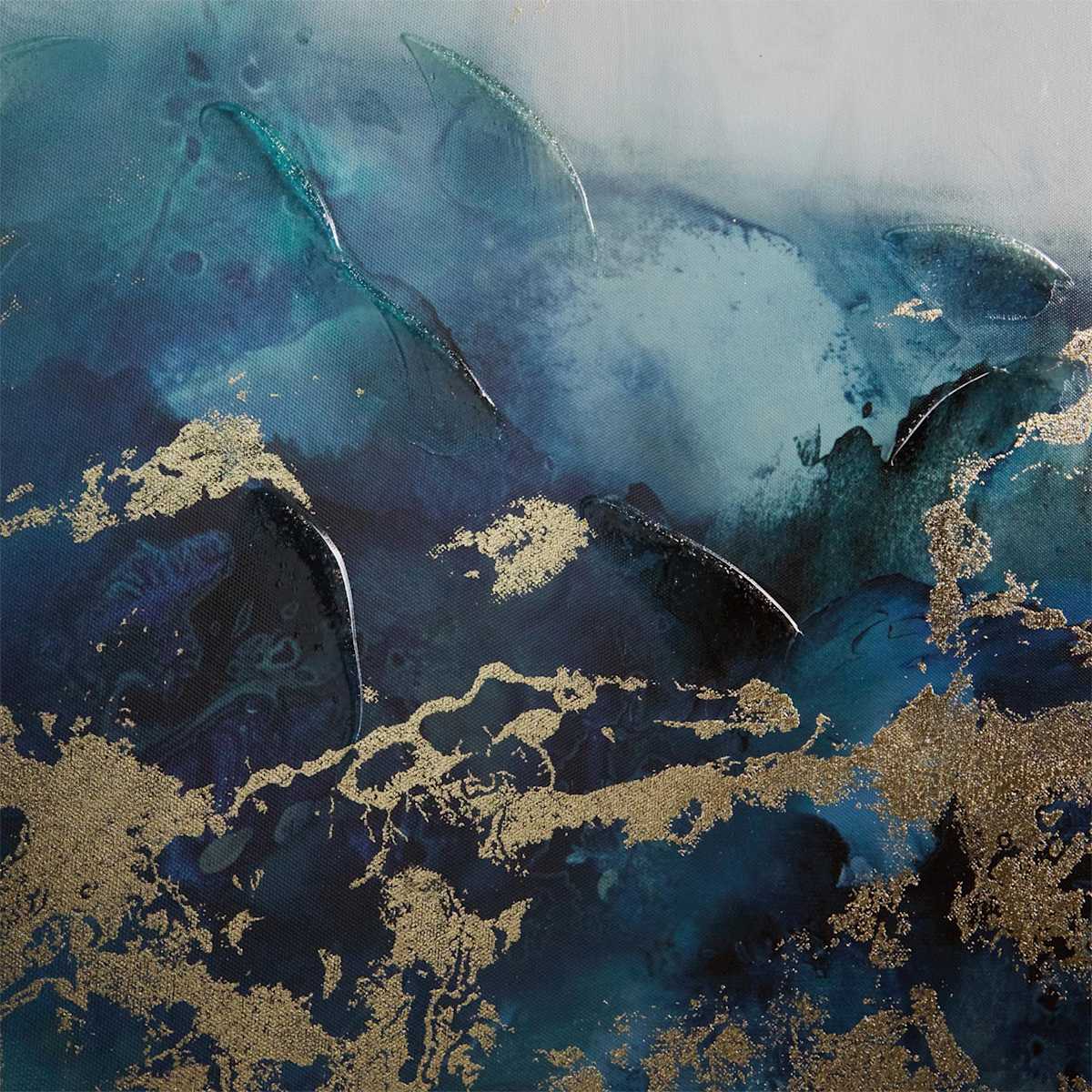 Teal and gold abstract painting sale