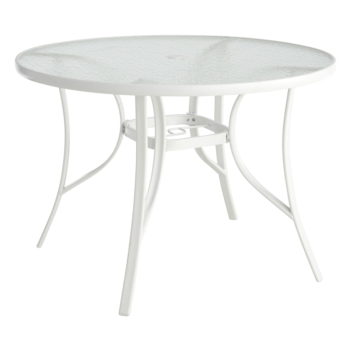 White Steel Round Patio Table 42 At Home