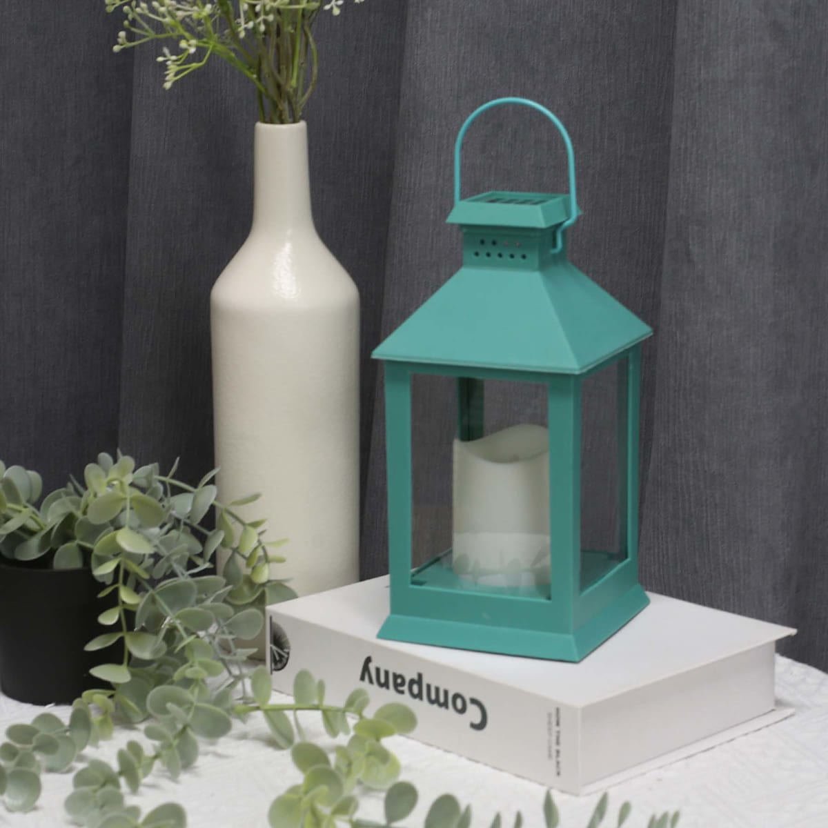 Turquoise solar lantern top