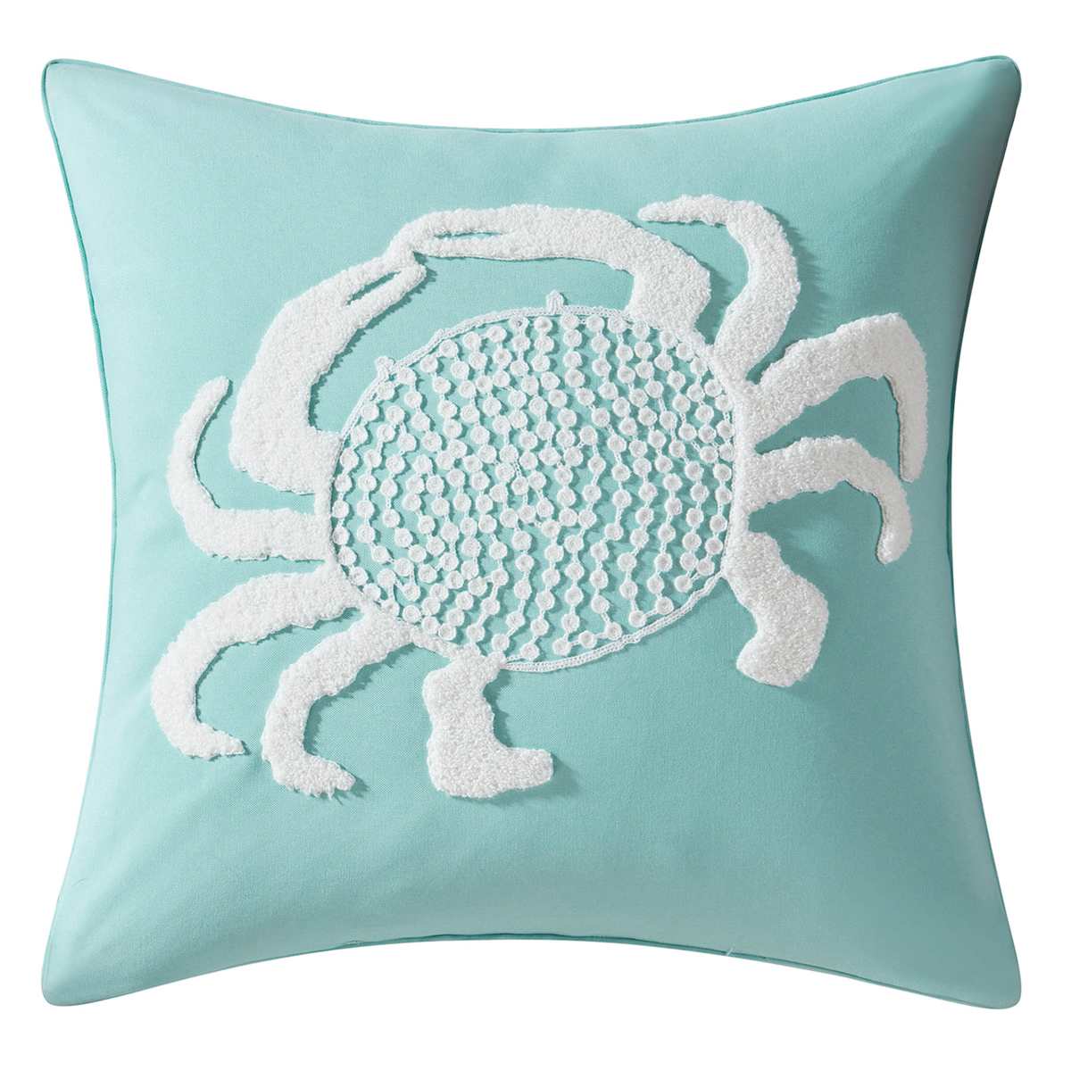 Ty Pennington Teal Crab Embroidered Square Outdoor Throw Pillow 20