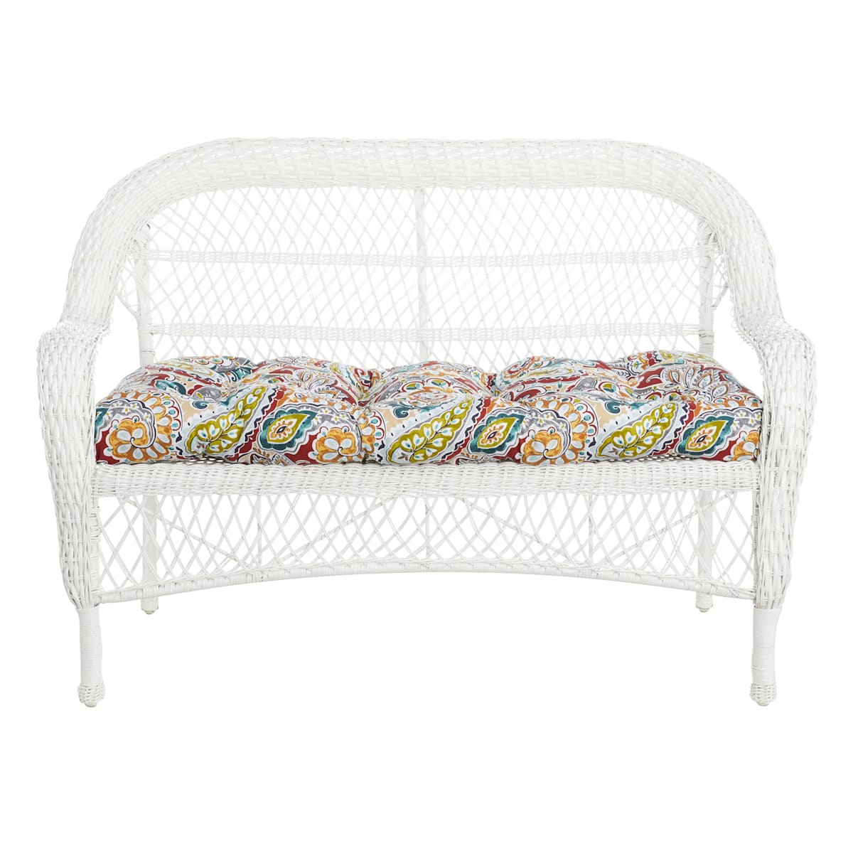 Paisley Chili Outdoor Wicker Settee Cushion