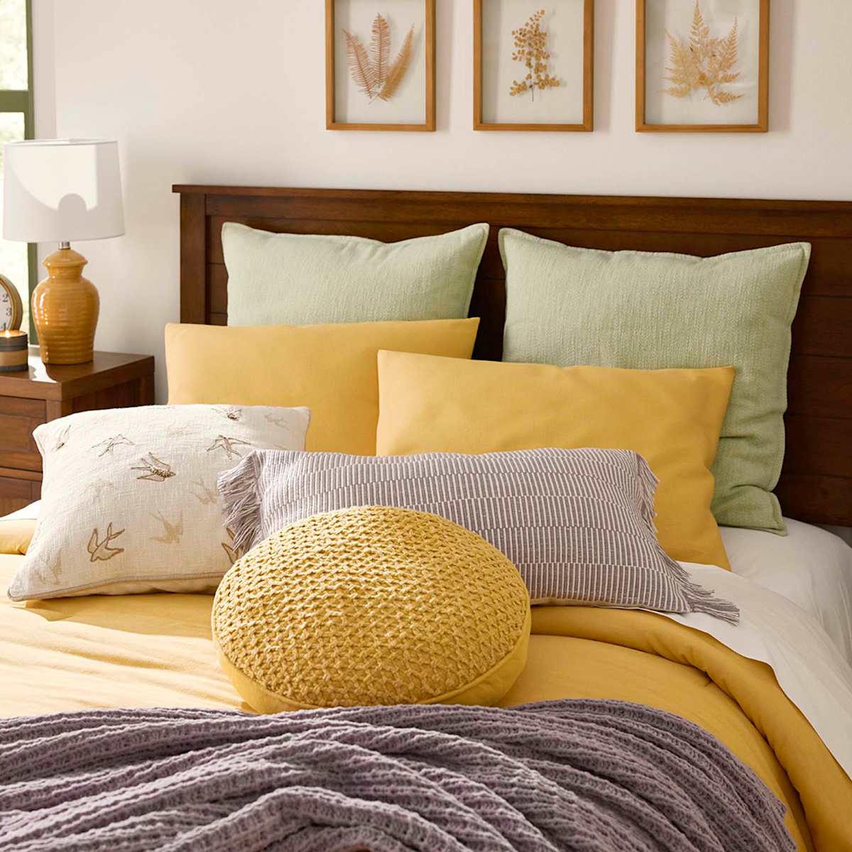 Yellow euro pillows cheap