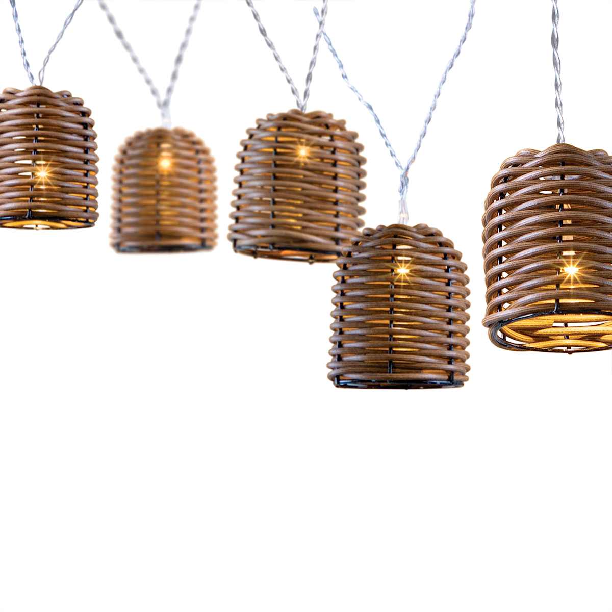 Rattan string lights top