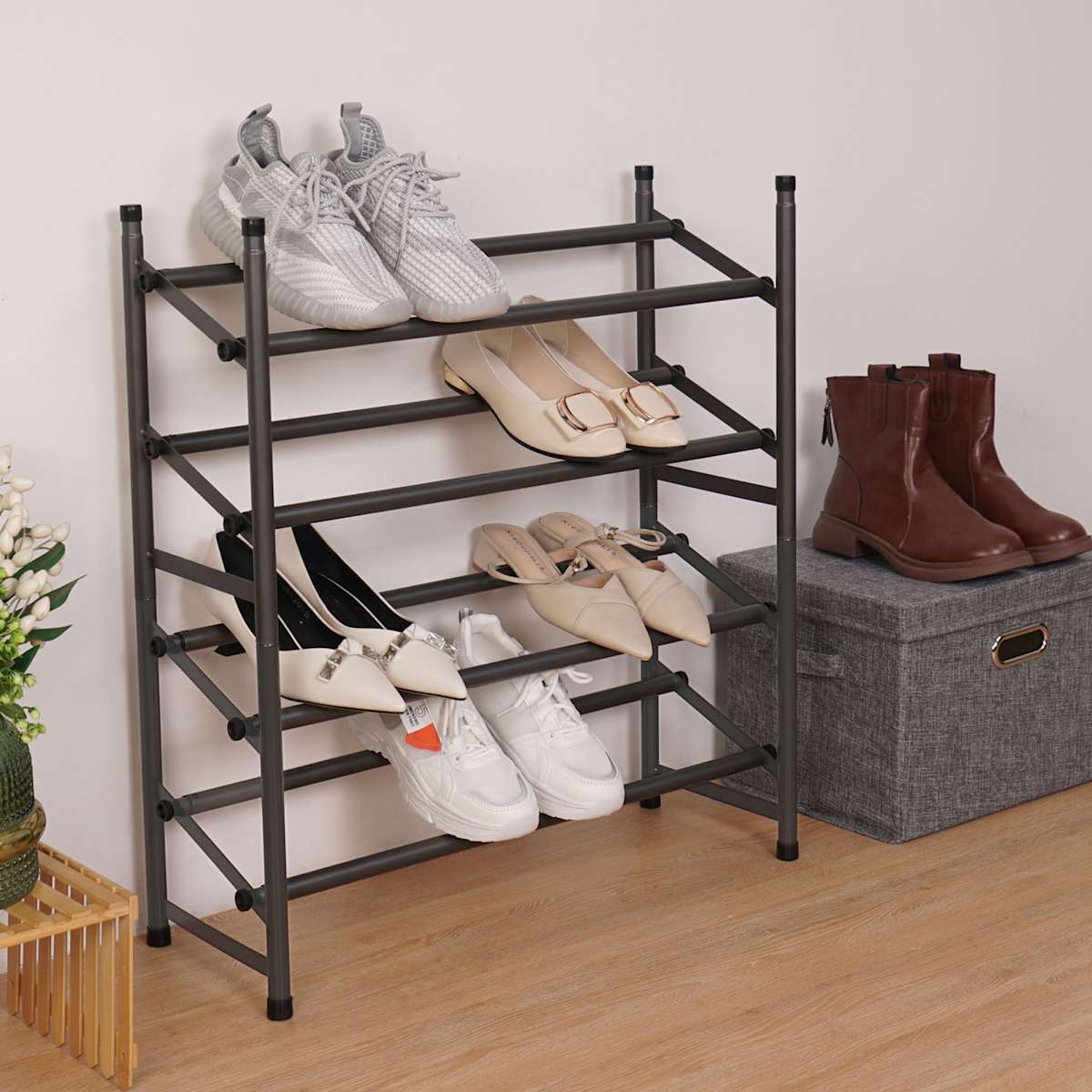 2 Tier Standing Shoe Rack Gunmetal