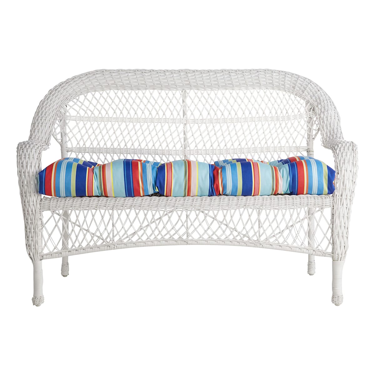 Multi Stripe Outdoor Wicker Settee Cushion