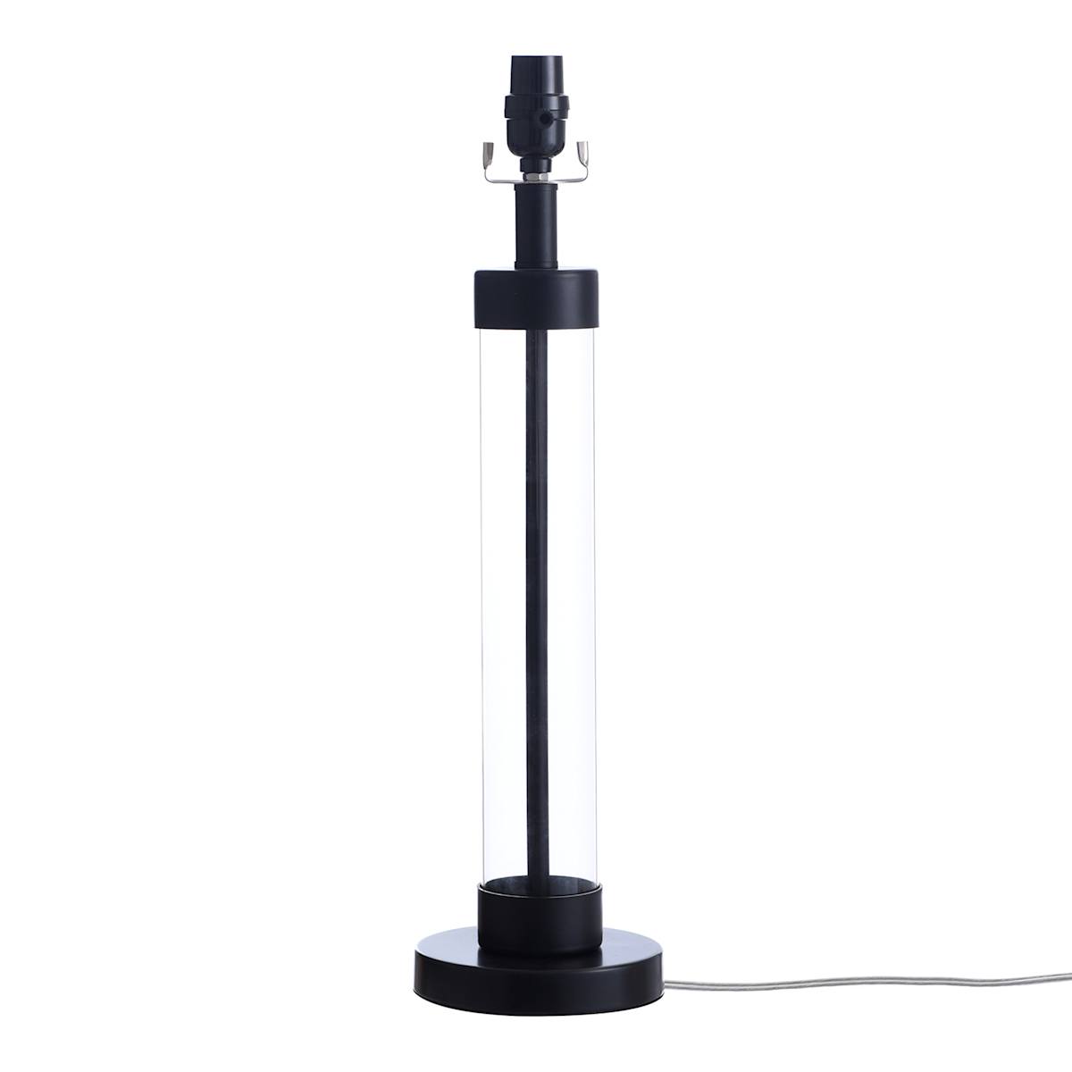 Black metal table lamp base outlet