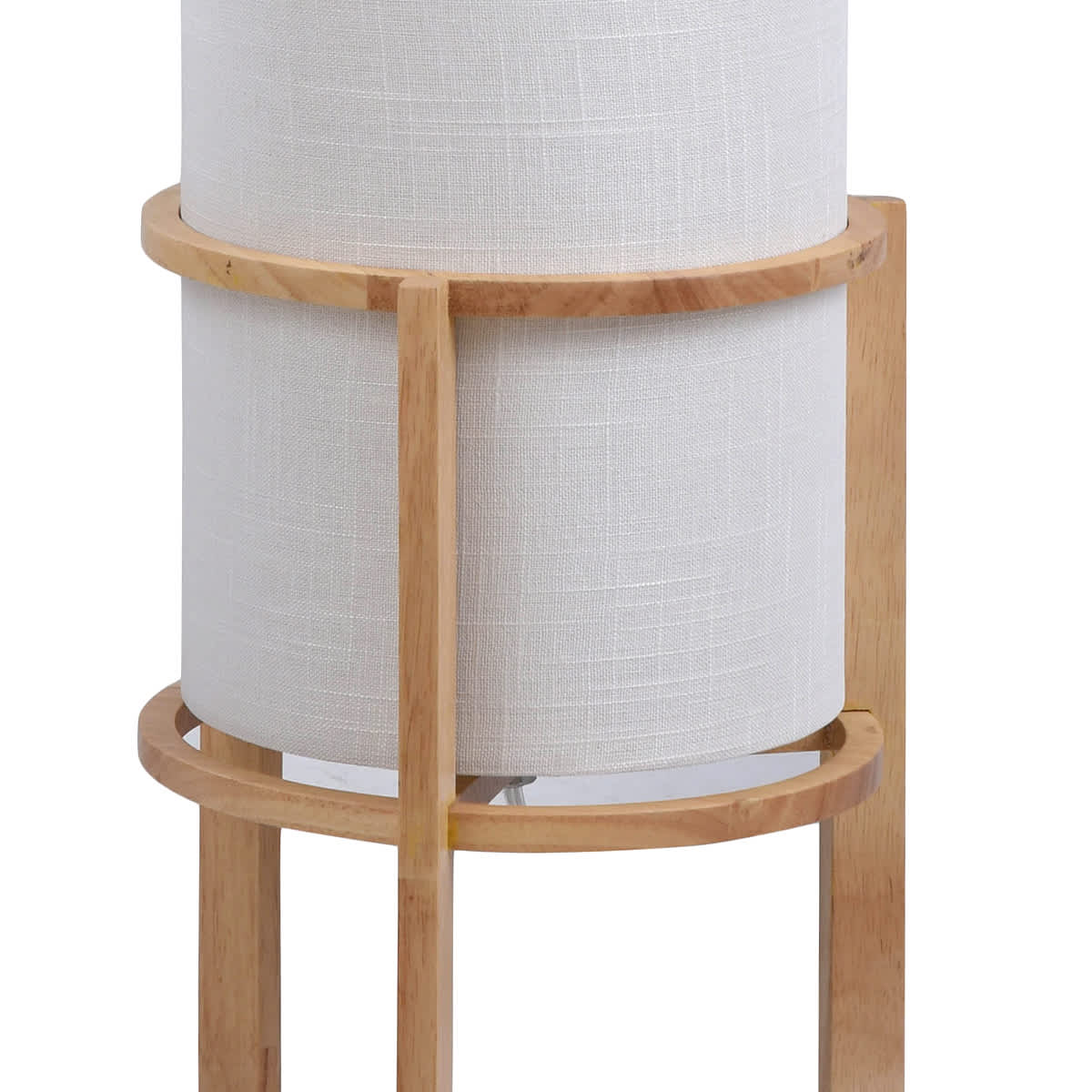 Tracey Boyd White Fabric Uplight Floor Lamp with Natural Wood Base 43