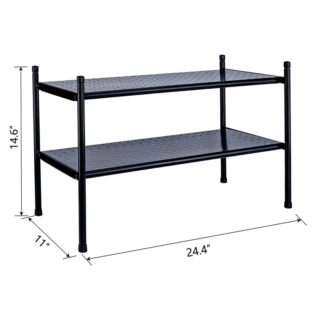 2 Tier Punch Metal Shoe Rack Black At Home