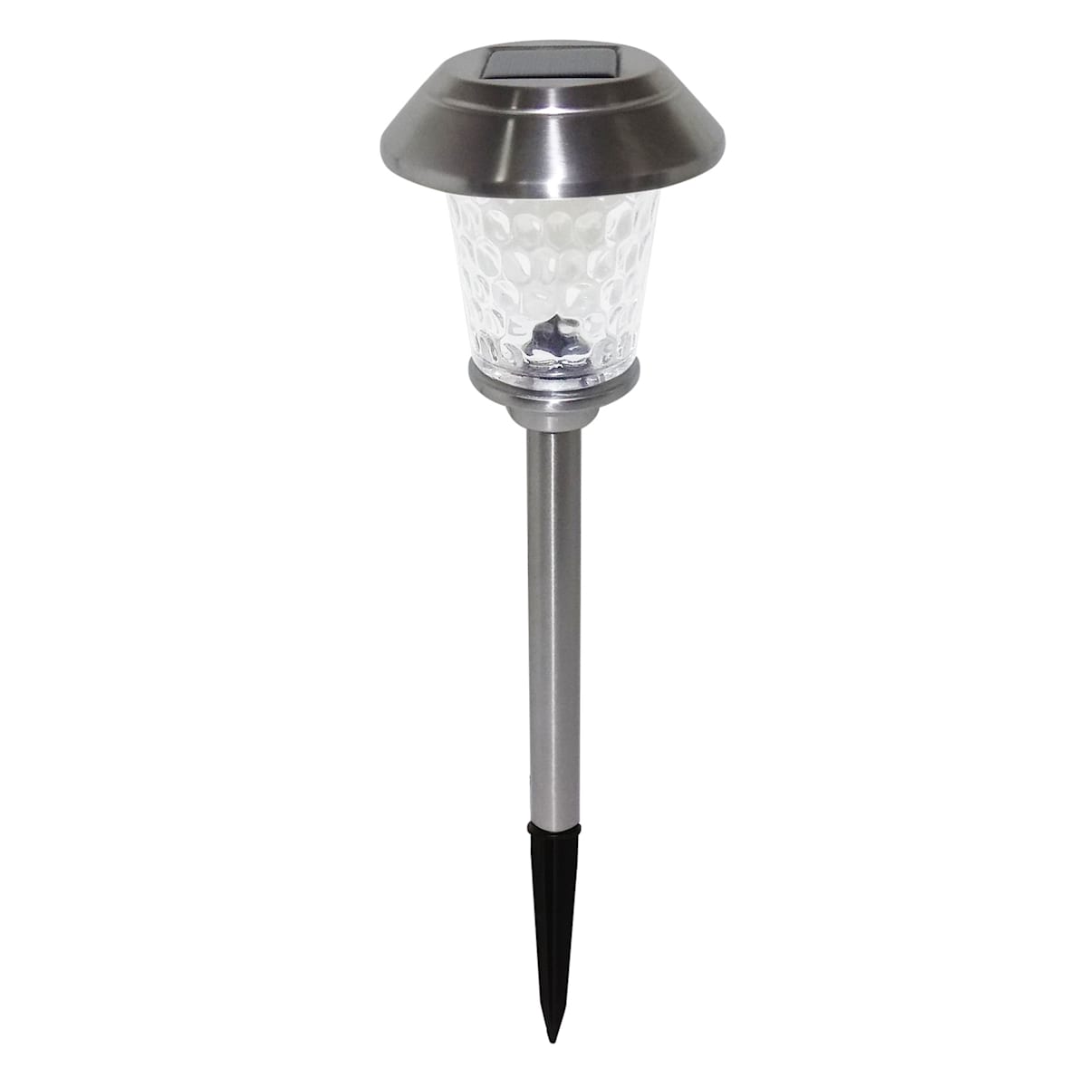 5 Lumens Metal Dotted Glass Solar Pathway Light Silver