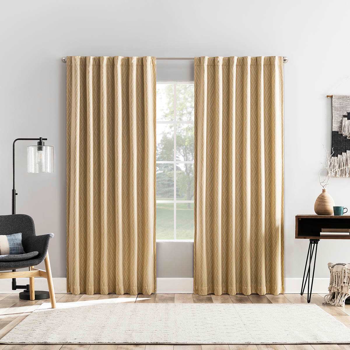 Metallic gold curtains top