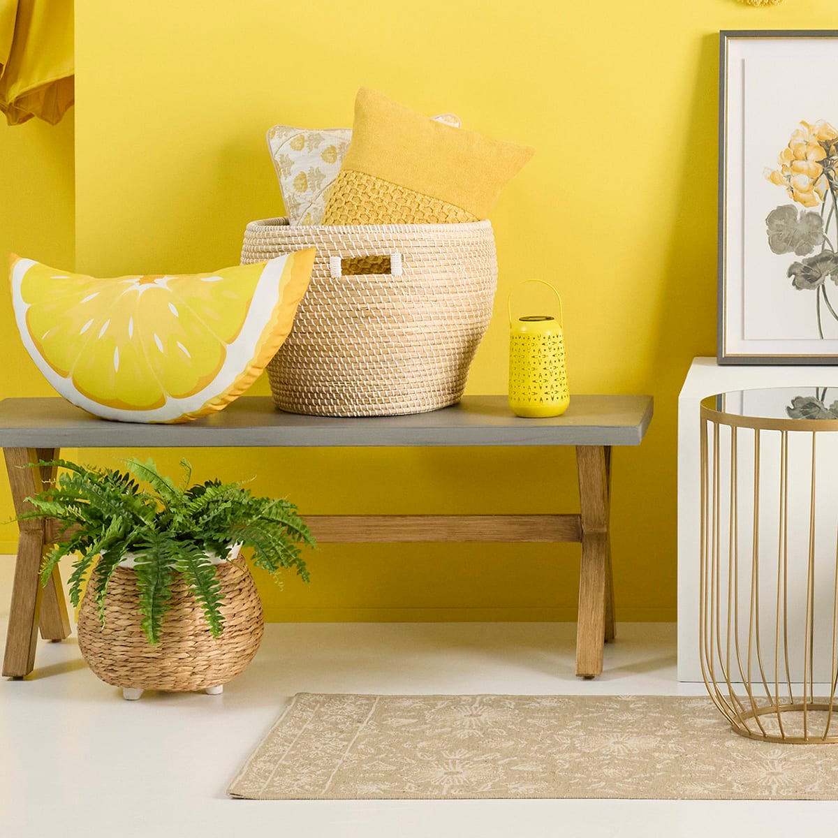 Lemon Slice Outdoor Throw Pillow 14x26