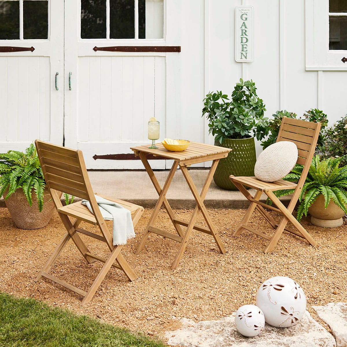 Honeybloom Acacia Wood Patio Folding Table 23.6 At Home