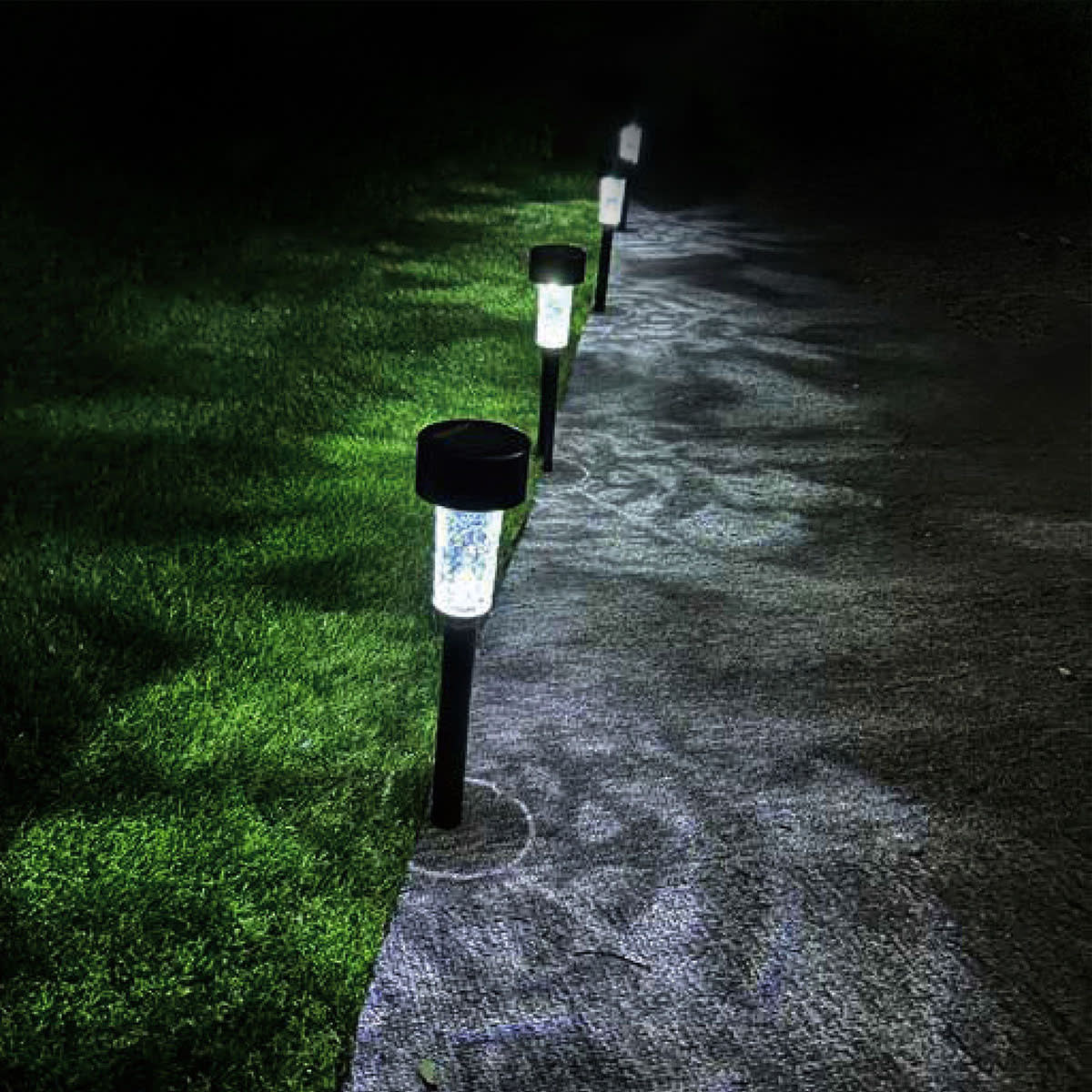 Black metal solar pathway lights on sale