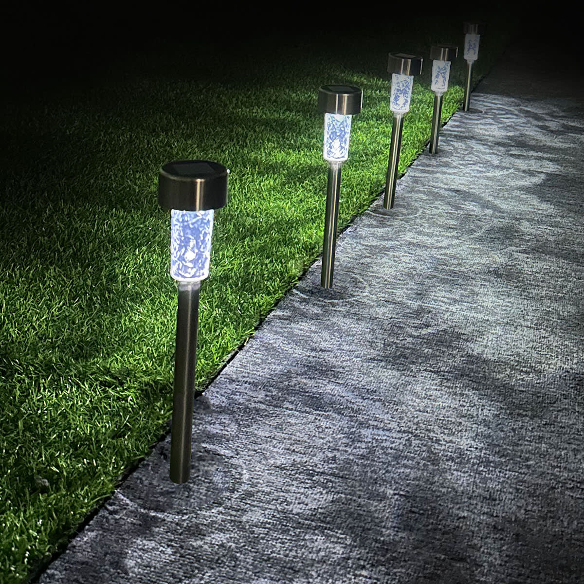 Metal Rocket Solar Pathway Light Silver