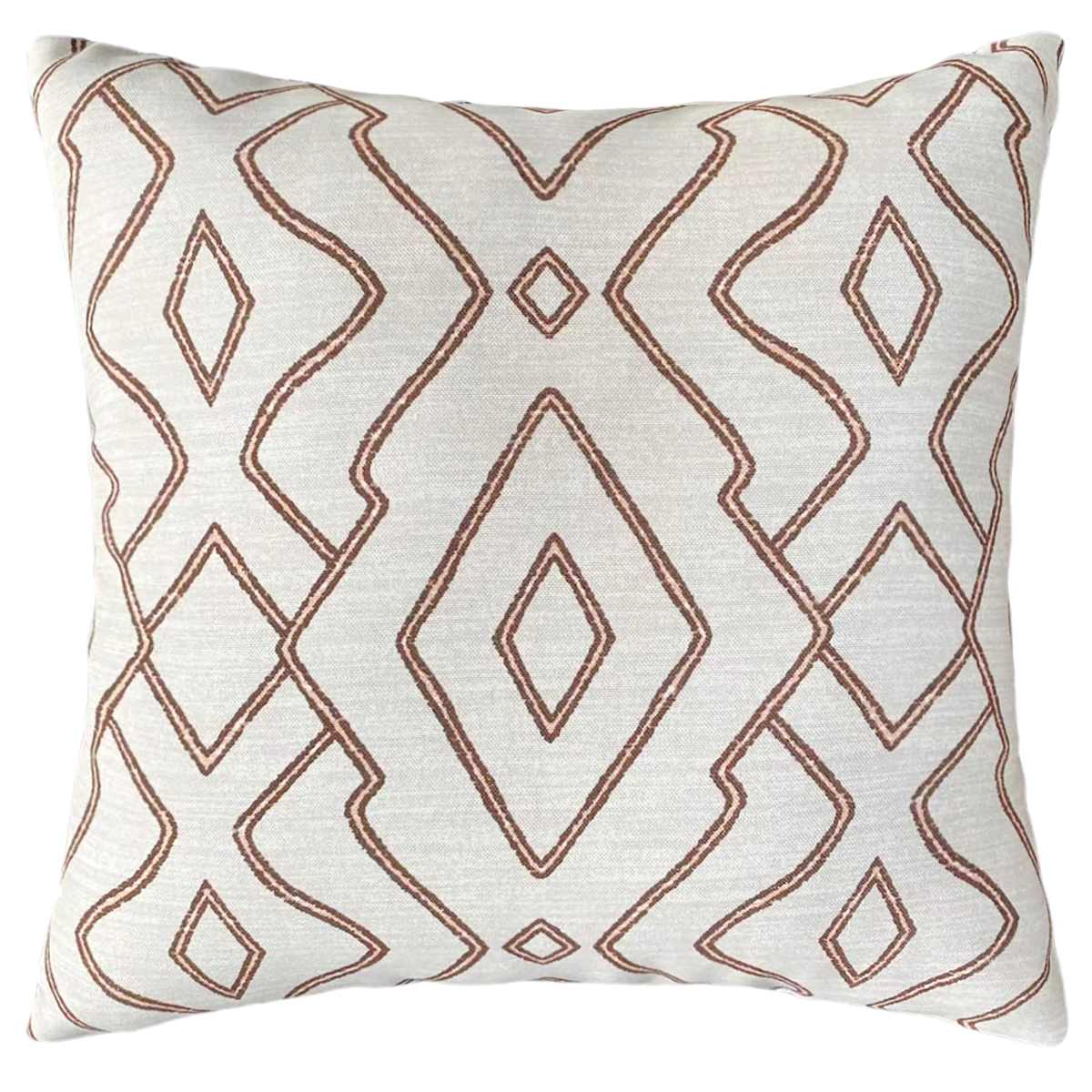Tracey Boyd White Brown Diamond Square Outdoor Throw Pillow 17