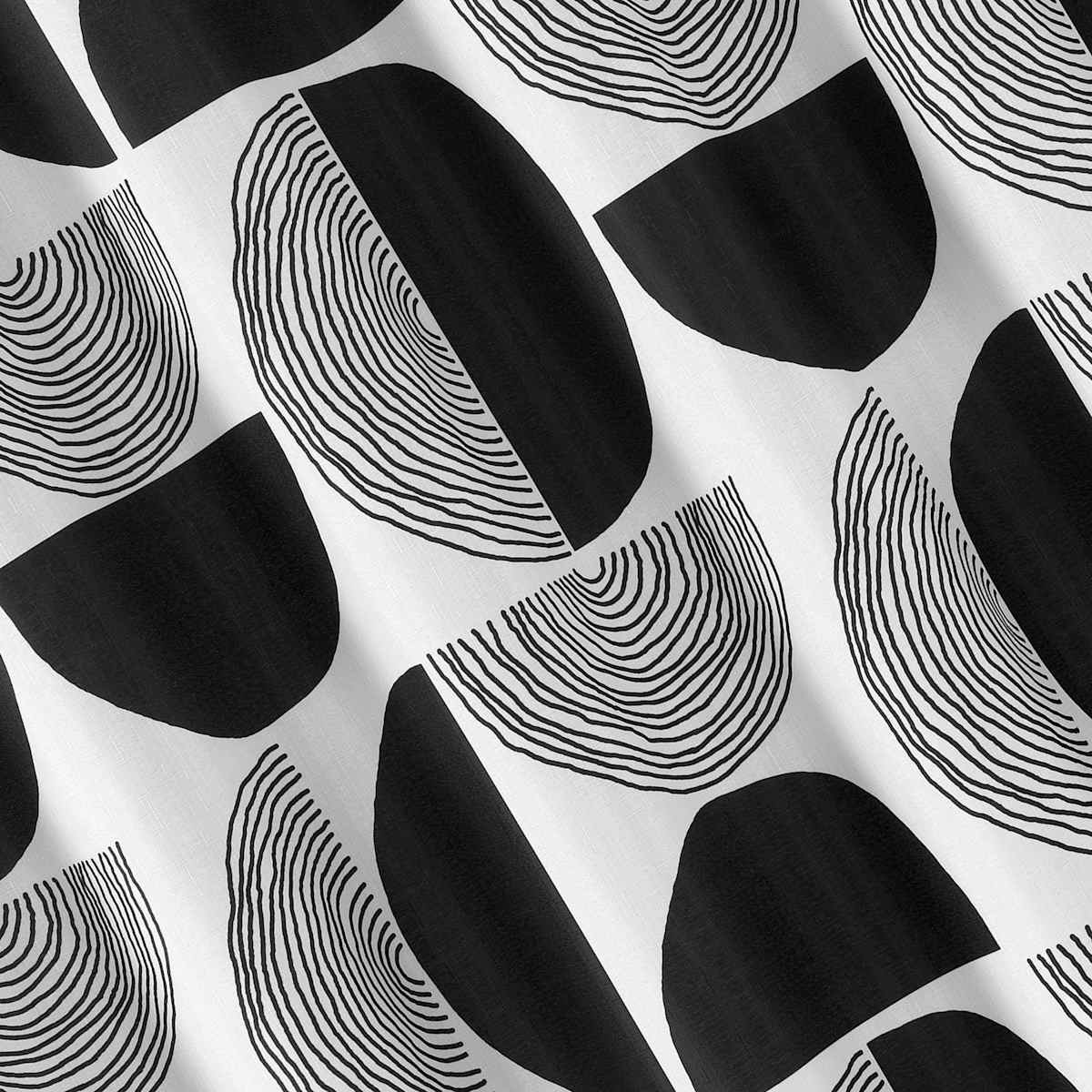 13-Piece Black & Grey Minimalist Circle Print Shower Curtain