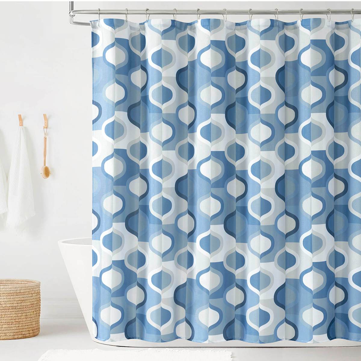 13 Piece Blue Abstract Geo Shower Curtain Set 72