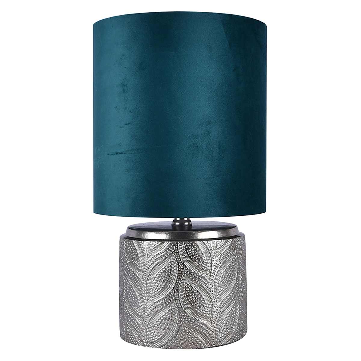 at Home Metal found Fable Silver Etched 16 Lamp with Green Shade